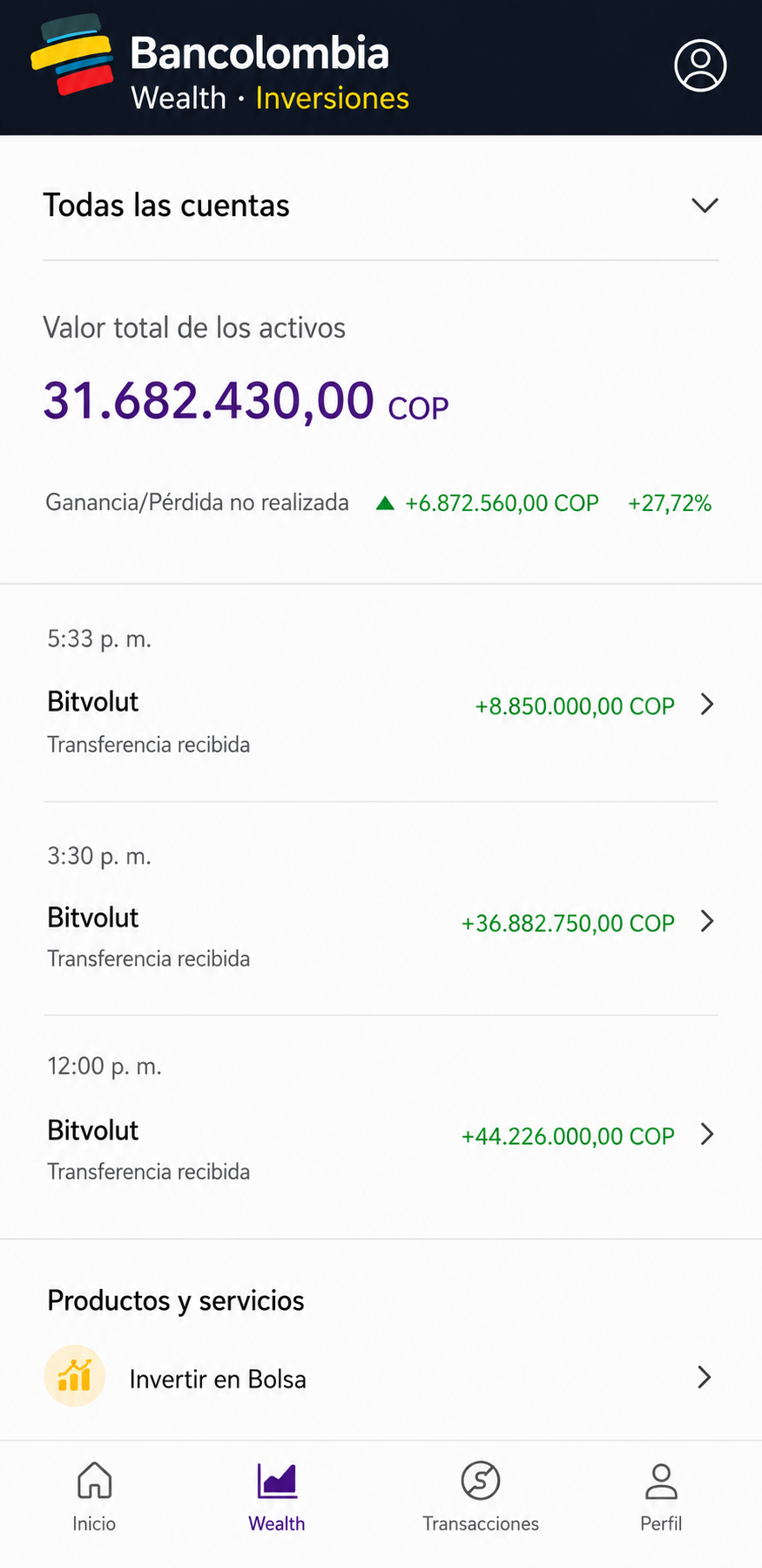 Prueba de ganancias